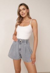 Niebieskie Bawełniane Szorty Casual Jeansowe o Luźnym Kroju Feanyre. Niebieskie szorty damskie Born2be, bez wzorów, z bawełny. Za 119.99 zł.