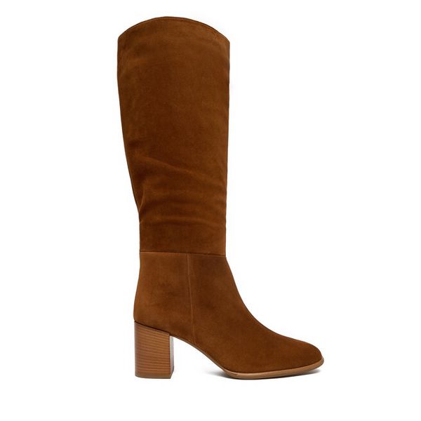 Kozaki HÖGL. Brązowe kozaki damskie Högl, bez obcasa, na słupku, bez zapięcia. Za 889.99 zł.