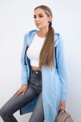 Bluza sukienkowa z kapturem błękitna. Niebieskie bluzy damskie KESI, l, bez wzorów, z bawełny, z kapturem. Za 234.40 zł.