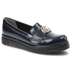 Granatowe Półbuty Dwunasty Shoes Damskie Modne Buty. Niebieskie półbuty damskie Dwunasty Shoes, na wiosnę, bez wzorów, ze skóry, bez obcasa, na platformie, bez zapięcia. Za 229.00 zł.