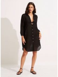 Seafolly Sukienka w kolorze czarnym rozmiar: XS/S. Czarne sukienki damskie Seafolly, bez wzorów, z bawełny, bez ramiączek. Za 136.13 zł.