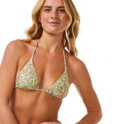 Góra od stroju kąpielowego Rip Curl Sea Of Dreams Sliding Tri. Zielone bikini RIPCURL, bez wzorów. Za 119.99 zł.