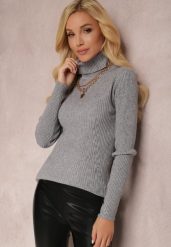 Szary Golf Irinsyss. Szare golfy damskie Renee, l, bez wzorów, z dzianiny, bez ramiączek. Za 44.99 zł.