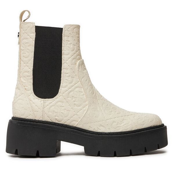 Sztyblety Guess. Białe botki damskie Guess, bez obcasa, na płaskiej podeszwie, bez zapięcia. Za 389.99 zł.