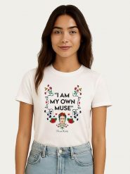 WOOOP Koszulka "Frida Kahlo Muse" w kolorze białym rozmiar: XL. Białe koszulki damskie Wooop, xl, bez wzorów, z bawełny, bez kołnierzyka, bez ramiączek. Za 56.99 zł.