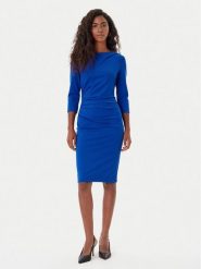 Rinascimento Sukienka koktajlowa CFC0126154003 Niebieski Slim Fit. Niebieskie sukienki damskie Rinascimento, bez wzorów, z syntetyku, wizytowe, bez ramiączek. Za 479.99 zł.