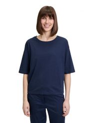 BETTY & CO Koszulka w kolorze granatowym rozmiar: M. Niebieskie bluzki damskie Betty & Co, m, bez wzorów, z bawełny, bez kołnierzyka, bez ramiączek. Za 52.42 zł.
