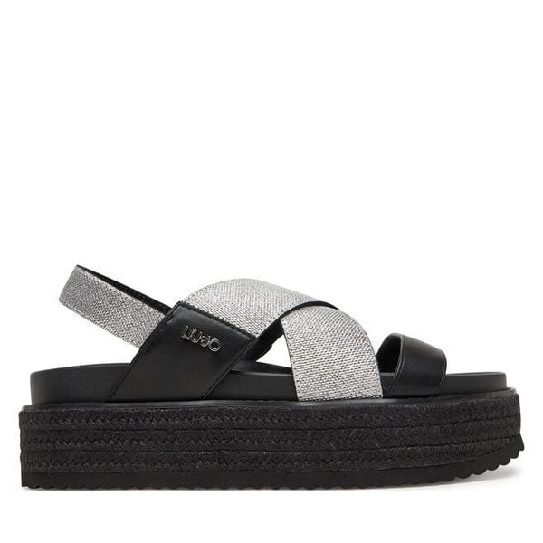 Sandały Liu Jo. Czarne sandały damskie Liu Jo, bez wzorów, bez obcasa, na płaskiej podeszwie, bez zapięcia. Za 629.99 zł.