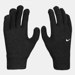 NIKE Rękawice dzianinowe KNIT SWOOSH TG 2.0 black/white-L/XL. Czarne rękawiczki damskie Nike, bez wzorów, z dzianiny. Za 52.40 zł.