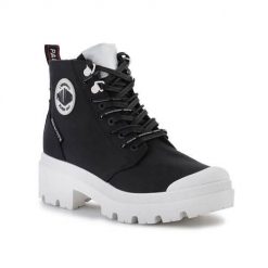 Buty do chodzenia damskie Palladium Pallabase Metro. Czarne obuwie sportowe damskie Palladium, z materiału, za kostkę, bez zapięcia, trekkingowe. Za 634.00 zł.