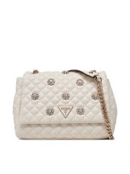 Guess Torebka Everlee HWEG86 79210 Écru. Torebki wieczorowe damskie Guess, z aplikacjami, ze skóry, bez dodatków. Za 439.99 zł.