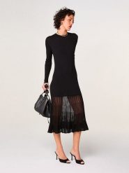 Rodier Sukienka w kolorze czarnym rozmiar: XL. Czarne sukienki damskie Rodier, bez wzorów, prążkowane, bez ramiączek. Za 478.99 zł.