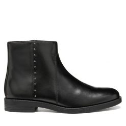 Botki Geox. Czarne botki damskie Geox, bez obcasa, na płaskiej podeszwie, bez zapięcia. Za 521.99 zł.