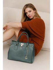 Lia Biassoni Skórzana torebka "Nure" w kolorze ciemnozielonym - 36 x 28 x 18 cm rozmiar: onesize. Zielone torebki klasyczne damskie Lia Biassoni, z materiału, przez ramię, bez dodatków. Za 304.99 zł.