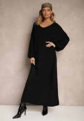 Czarna Pudełkowa Sukienka Sweterkowa z Wiskozą ze Ściągaczami Besizia. Czarne sukienki damskie Renee, bez wzorów, z wiskozy, eleganckie, bez ramiączek. W wyprzedaży za 111.99 zł.
