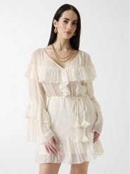 Guess Sukienka codzienna 181238 Kremowy Classic Fit. Białe sukienki damskie Guess, z aplikacjami, bez ramiączek. Za 694.99 zł.