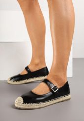 Czarne Espadryle Ozdobione Paskiem i Plecionką Noniara. Czarne espadryle damskie Born2be, bez wzorów, z jeansu, bez obcasa, na płaskiej podeszwie. Za 74.99 zł.