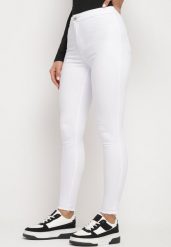 Białe Spodnie Skinny Phenameia. Białe rurki damskie Born2be, bez wzorów, z jeansu. Za 29.99 zł.