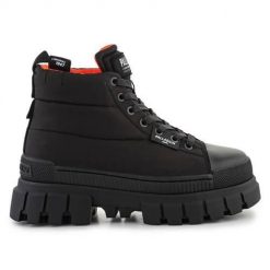 Buty do chodzenia damskie Palladium Revolt Boot Overcush. Czarne obuwie sportowe damskie Palladium, z materiału, za kostkę, bez zapięcia, trekkingowe. Za 676.00 zł.