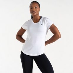 Koszulka sportowa z krótkim rękawem damska Vigilant. Białe koszulki sportowe damskie Dare 2b, l, bez wzorów, bez ramiączek, na fitness i siłownię. W wyprzedaży za 59.99 zł.