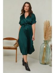 Curvy Lady Sukienka w kolorze ciemnozielonym rozmiar: 44/46. Zielone sukienki damskie Curvy Lady, bez wzorów, z tkaniny, klasyczne, bez ramiączek. Za 123.25 zł.