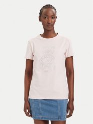 Guess T-Shirt V6GI12 K3325 Różowy Regular Fit. Czerwone t-shirty damskie Guess, s, z aplikacjami, z bawełny, bez kołnierzyka. Za 194.99 zł.