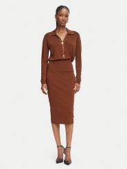 Elisabetta Franchi Sukienka koktajlowa AM-19S-66E2-V500 Brązowy Slim Fit. Brązowe sukienki damskie Elisabetta Franchi, bez wzorów, z wiskozy, wizytowe, bez ramiączek. Za 2,139.00 zł.