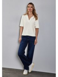 Street One Koszulka polo w kolorze białym rozmiar: 40. Białe bluzki damskie Street One, bez wzorów, bez kołnierzyka, bez ramiączek. Za 151.95 zł.