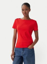 Tommy Hilfiger T-Shirt WW0WW49250 Czerwony Slim Fit. Czerwone t-shirty damskie Tommy Hilfiger, l, bez wzorów, z bawełny, bez kołnierzyka. Za 289.99 zł.