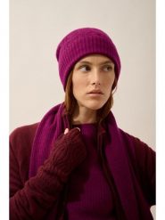 Just Cashmere Kaszmirowa czapka "Cleo" w kolorze bordowym rozmiar: onesize. Czerwone czapki damskie Just Cashmere, bez wzorów, z kaszmiru. Za 143.99 zł.