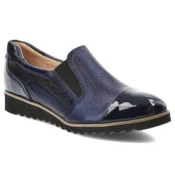 Granatowe Półbuty Gamis Eleganckie Buty Damskie. Niebieskie półbuty damskie GAMIS, na wiosnę, z aplikacjami, ze skóry, bez obcasa, bez zapięcia. Za 269.00 zł.