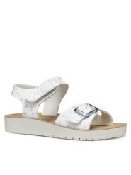 Geox Sandały J Sandal Costarei Gi J15EAB 00004 C1000 S Biały. Białe sandały dziewczęce Geox, ze skóry, bez obcasa, bez zapięcia. Za 229.99 zł.