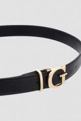 GUESS Czarny damski pasek Bianca H30, Rozmiar L. Czarne paski damskie Guess, z aplikacjami, z jeansu. W wyprzedaży za 119.99 zł.