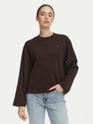 Tommy Hilfiger Bluzka WW0WW51740 Brązowy Relaxed Fit. Brązowe bluzki damskie Tommy Hilfiger, s, bez wzorów, z bawełny, bez kołnierzyka, bez ramiączek. Za 289.99 zł.