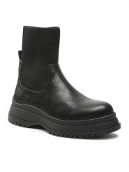 Jenny Fairy Botki WS3180-1 Czarny. Czarne botki damskie Jenny Fairy, ze skóry, bez obcasa, na płaskiej podeszwie, bez zapięcia. Za 99.99 zł.