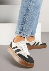 Czarno-Beżowe Sneakersy na Kauczukowej Podeszwie Ardislo. Czarne obuwie sportowe damskie Born2be, z jeansu, bez zapięcia. Za 99.99 zł.