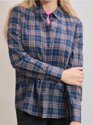 Bawełniana koszula w kratę - granatowy. Niebieskie koszule damskie Sinsay, l, bez wzorów, z bawełny, bez kołnierzyka, bez ramiączek. W wyprzedaży za 33.99 zł.