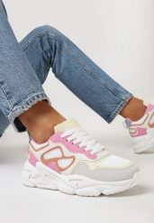 Ciemnoróżowe Sneakersy na Grubej Podeszwie Pira. Czerwone obuwie sportowe damskie Born2be, bez zapięcia. Za 54.99 zł.