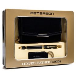 Zestaw prezentowy Peterson PTN ZDE czarny. Czarne portfele damskie Peterson, bez wzorów, ze skóry ekologicznej. Za 119.99 zł.