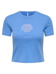 ONLY T-Shirt Kira 15346419 Niebieski Regular Fit. Niebieskie t-shirty damskie Only, m, bez wzorów, z bawełny, bez kołnierzyka. Za 64.99 zł.