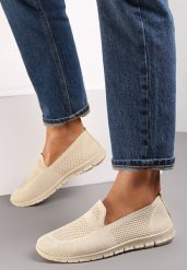 Beżowe Tenisówki Pasquier. Brązowe obuwie sportowe damskie Renee, z tkaniny, przed kostkę, bez zapięcia, tenisowe. Za 39.99 zł.