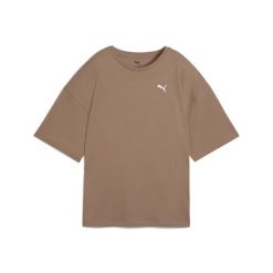 Damska koszulka z nadrukiem Puma Essentials. Brązowe koszulki sportowe damskie Puma, bez wzorów, bez ramiączek. Za 158.00 zł.
