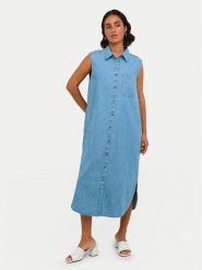 Kaffe Sukienka jeansowa Louise 10508518 Niebieski Regular Fit. Niebieskie sukienki damskie Kaffe, bez wzorów, z bawełny, bez ramiączek. Za 129.99 zł.