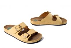 DR. BRINKMANN 700694-06 gelb, klapki damskie. Żółte klapki damskie Dr. Brinkmann, bez wzorów, ze skóry, bez obcasa, bez zapięcia. Za 185.43 zł.