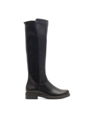 Remonte Kozaki D8371-01 Czarny. Czarne kozaki damskie Remonte, ze skóry, bez obcasa, na słupku, bez zapięcia. Za 370.99 zł.