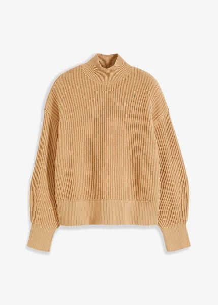 Sweter oversize z czystej bawełny. Zielone swetry klasyczne damskie bonprix, z bawełny, bez kołnierzyka. Za 169.99 zł.