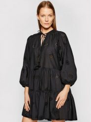 Seafolly Sukienka letnia Embroidery 54155-DR Czarny Regular Fit. Czarne sukienki damskie Seafolly, bez wzorów, z bawełny, bez ramiączek. Za 339.99 zł.