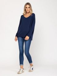 Tantra Sweter w kolorze granatowym rozmiar: onesize. Niebieskie swetry klasyczne damskie Tantra, z wełny, bez kołnierzyka. Za 113.63 zł.