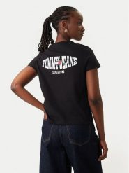 Tommy Jeans T-Shirt Wavy Flag DW0DW22274 Czarny Regular Fit. Czarne t-shirty damskie Tommy Jeans, l, bez wzorów, z bawełny, bez kołnierzyka. Za 169.99 zł.