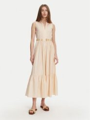 TWINSET Sukienka codzienna 251TT2101 Beżowy Regular Fit. Brązowe sukienki damskie Twinset, bez wzorów, z bawełny, bez ramiączek. Za 1,329.00 zł.